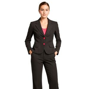 No Boundaries Juniors Pinstripe Suit Set (Blazer L 11/13 + Pants 7)